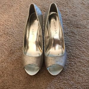 Silver sparkly Peep toe Heels